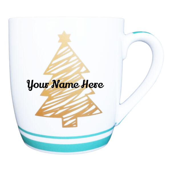 Custom Name Green Christmas Tree Mug  Thumbnail