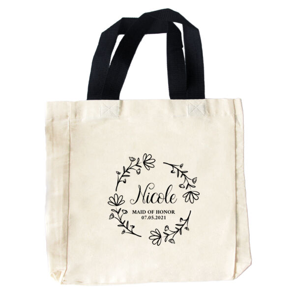 Floral Wreath Maid of Honor Tote Bag Wedding Favor Thumbnail