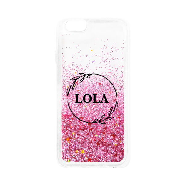 Lola with Floral Wreath Personalized iPhone 6/6s Glitter Quicksand Case Thumbnail