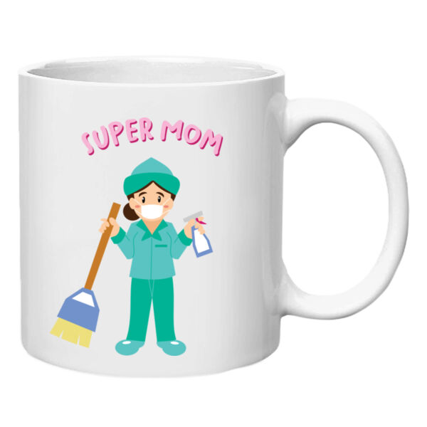 Super Mom Sanitation White Mug Full Body (Fair) Thumbnail