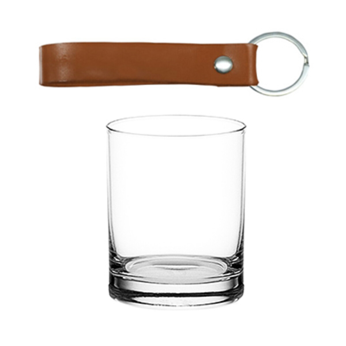 Strap Keychain and Rock Glass